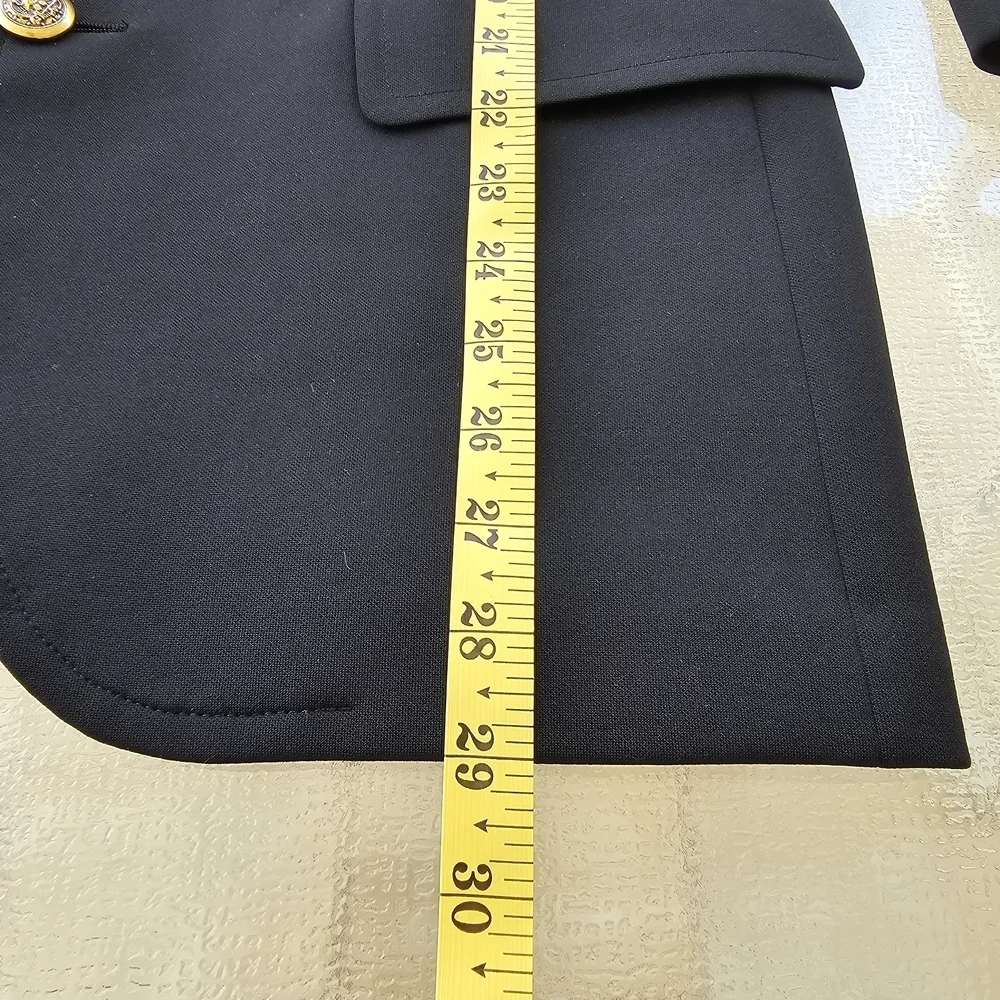 Men's Black Blazer-Gold Military Buttums-Classic Fit
